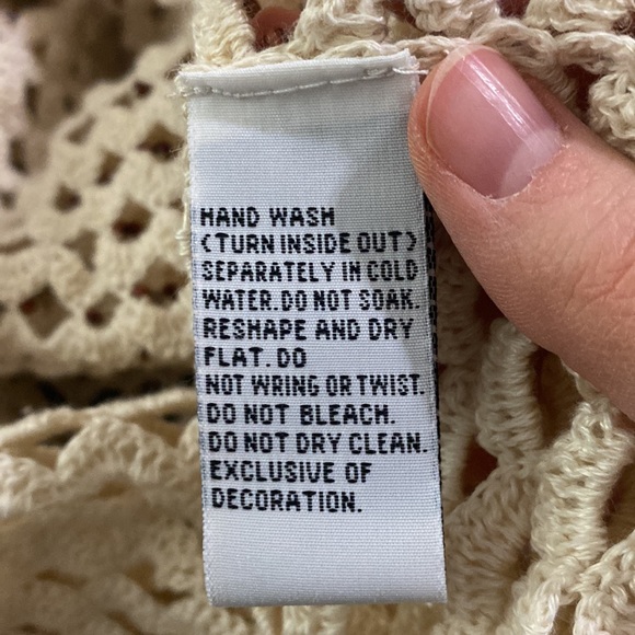 Marisa Christina linen blend beaded open knit crochet cardigan size XL - Picture 11 of 12